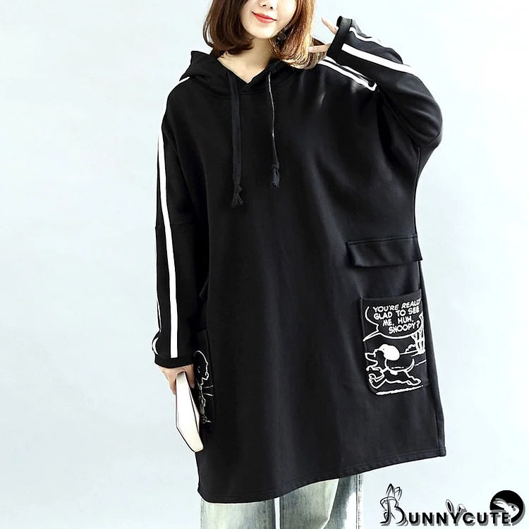 Oversized black hoodies cotton coats warm pullover plus size winter dresses