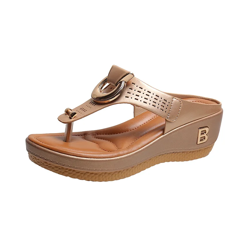 Yyvonne Large-Size Sandals Fashion Jacket Flip-Flops And Thick-Bottomed Sleek Roman Cool Slippers
