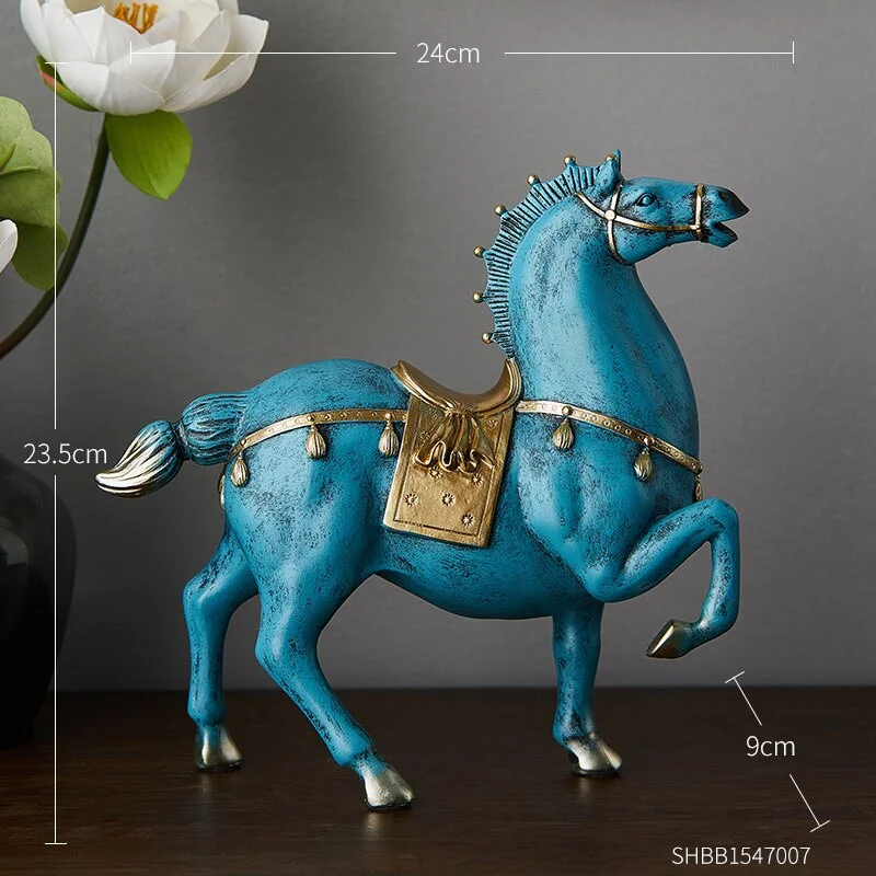 Fat Horse Sculpture Chinese Style Decoration Resin Animal Model Modern Home Decoration Living Room Office Desktop Lucky Decor