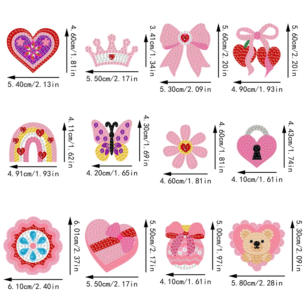 12 Pairs Valentines Day Diamond Painting Earrings DIY Diamond Art Earrings