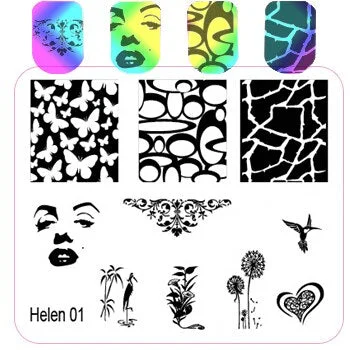 6*6CM Nail Templates Plate Flower Cake Girl Geometry Vehicle Stamping Template Manicure Stamp Image Plate