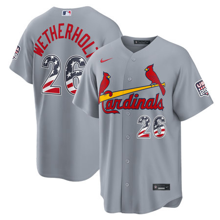Youth St. Louis Cardinals #26 JJ Wetherholt Nike Gray USA 250 Fourth of July Road Stadium Jersey