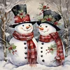Bonhomme de neige de No&euml;l-Peinture Diamant Ronde Compl&egrave;te-30*30CM