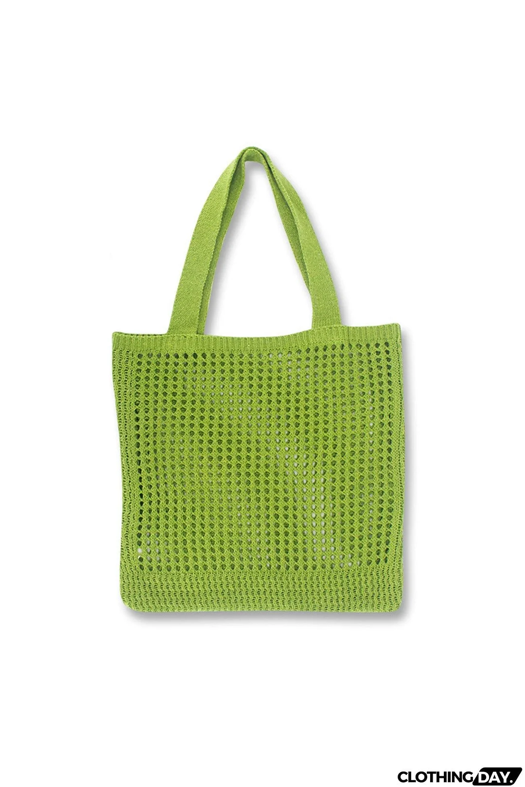 Solid Hollow-out Crochet Tote Bag