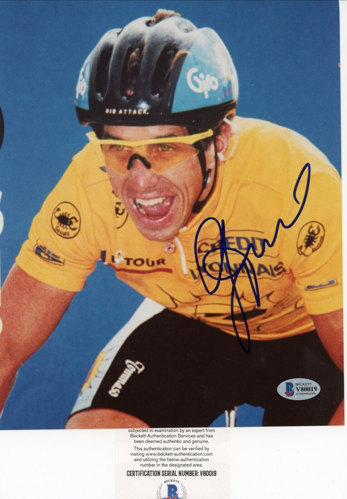 Greg Lemond Tour de France 8x10 Glossy Photo Poster painting Signed Autographed Beckett BAS