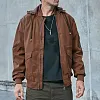 Men's Lined Plush Hooded Leather Jacket
