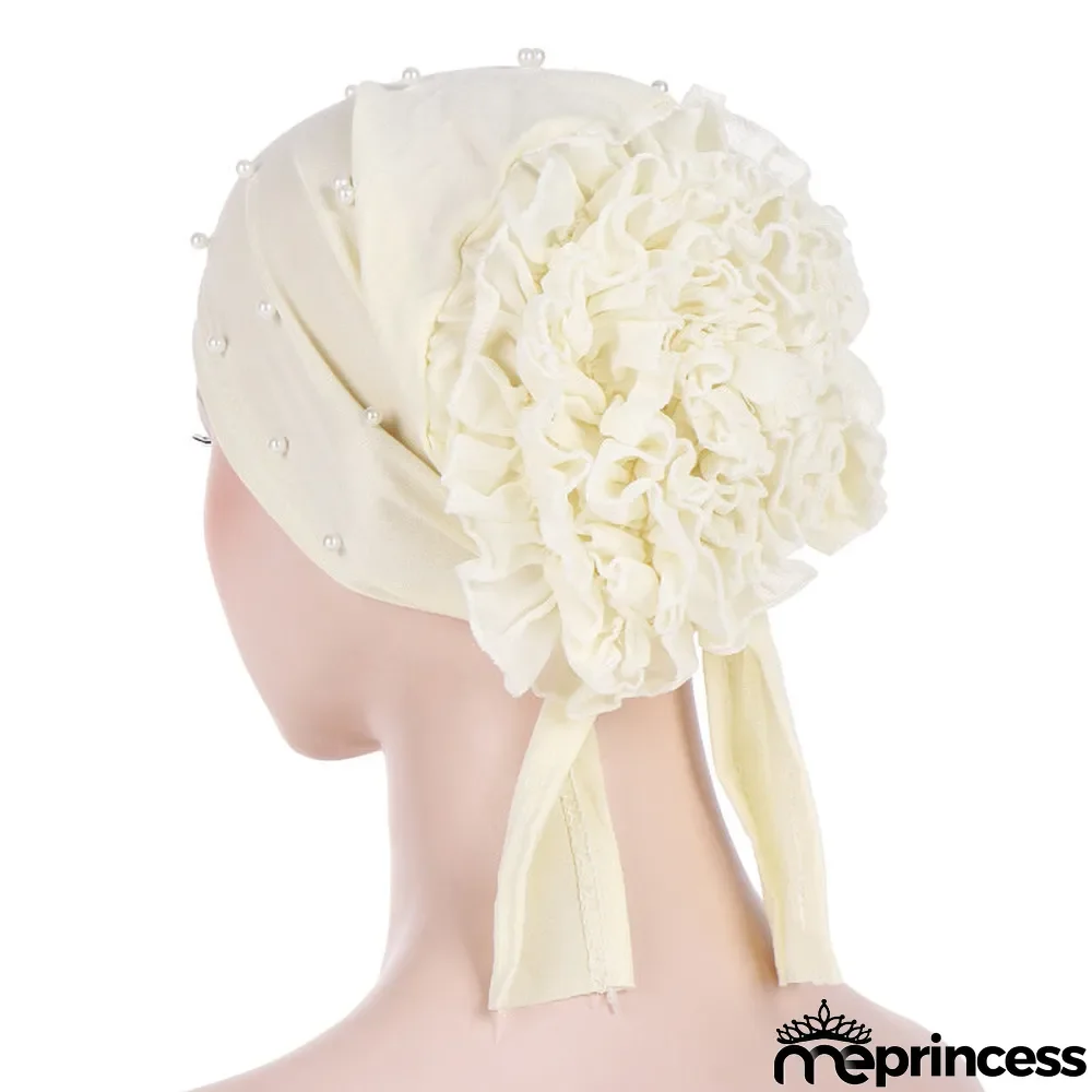 Women's Beads Flowers Muslim Turban Hat Cap