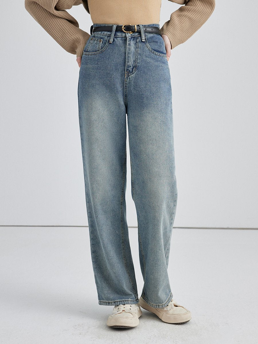 High Waist Fall Straight Denim