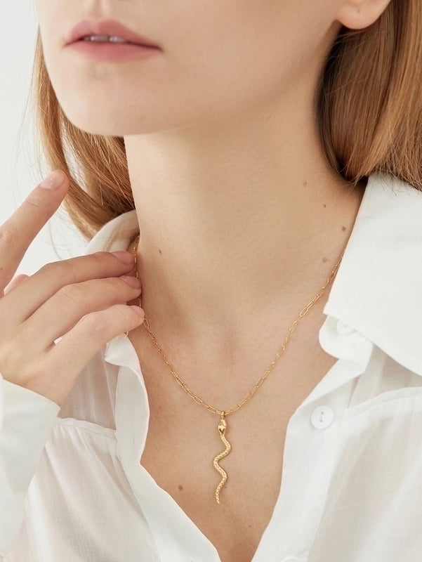 304 Stainless Steel 14K Gold Plated Minimalist Plating Snake