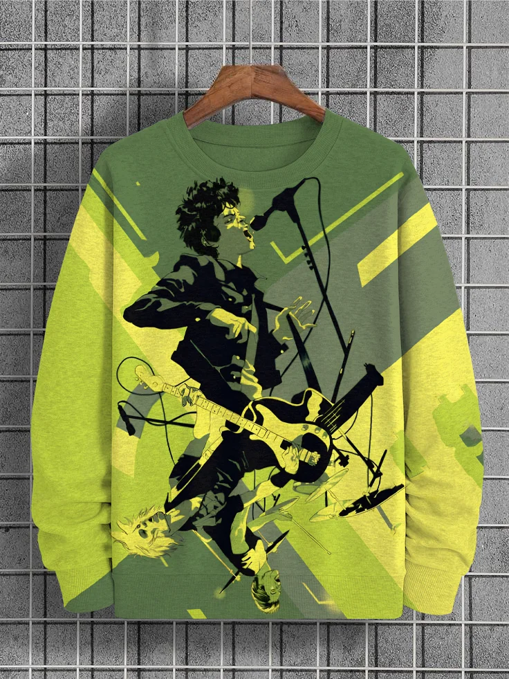 Men's Rock Music Band Print Casual Sweatshirt