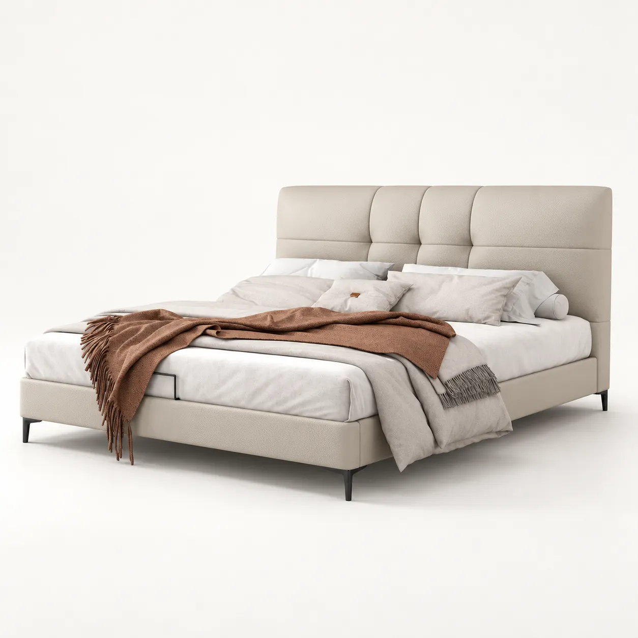 Upholstered Bed 225666 — white studio view