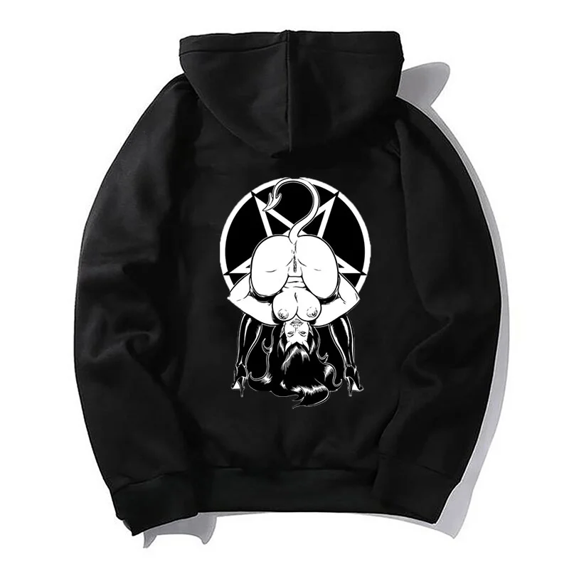 Upside-down Naked Lady Black Print Hoodie