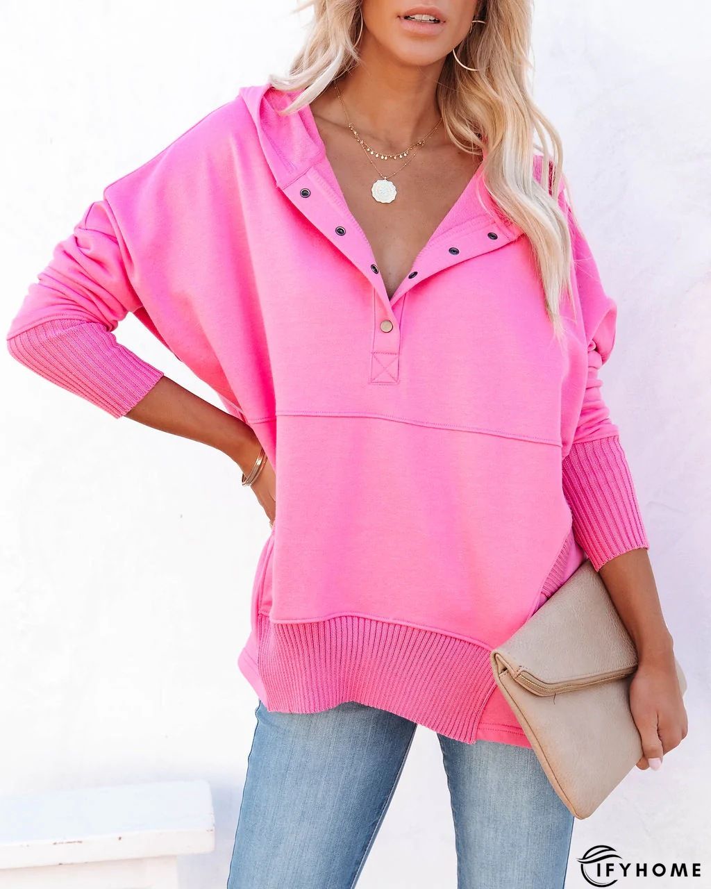 Cotton Casual Crew Neck Loose Tunic Sweater Knit Jumper | IFYHOME