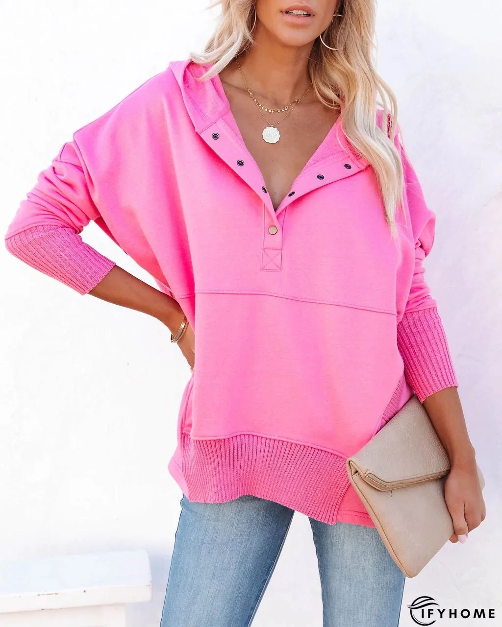 Cotton Casual Crew Neck Loose Tunic Sweater Knit Jumper | IFYHOME