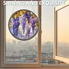 (18.5cm)DIY Acrylic Jigsaw Puzzle Window Hanging with Hanging Chain DIY Stained Glass Decoration Round Window Puzzle Decor for DIY Craft Project (Stained Glass Flower)