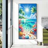 (40*70cm)Coconut Tree Shells Beach - Full Round Drill Diamond Painting