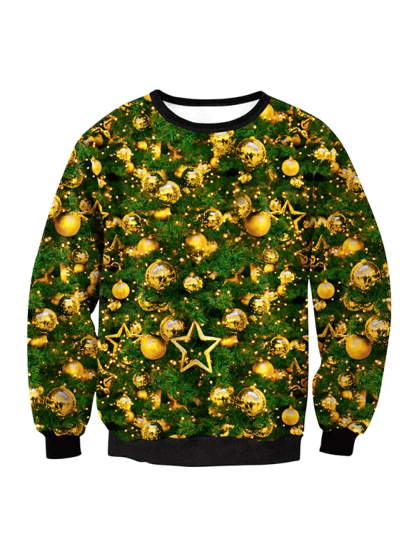 pullover sweater women santa elk long sleeve round neck loose top Flusfy