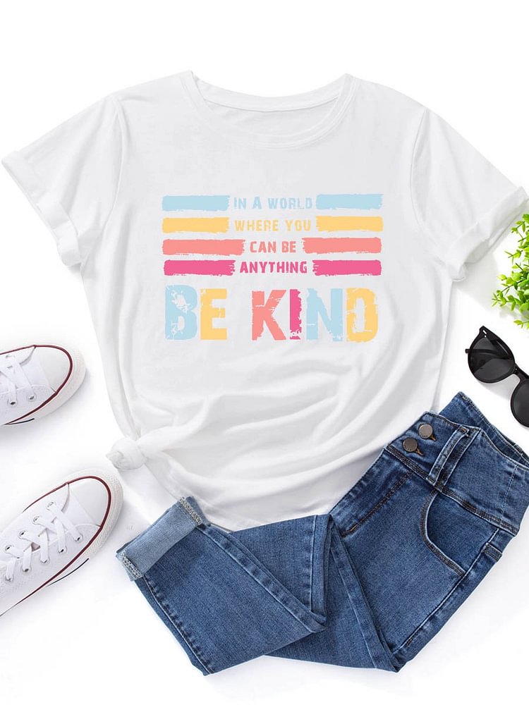 Bestdealfriday Be Kind Graphic Short Sleeve Round Neck Loose Tee 11479457