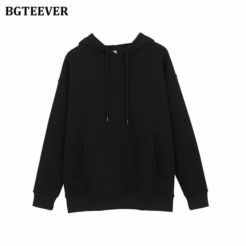 BGTEEVER Winter Thicken Fleece Women Couple Sweatshirt Cotton Oversized Hoodies Sweatshirts Female Warm Pullovers Jacket