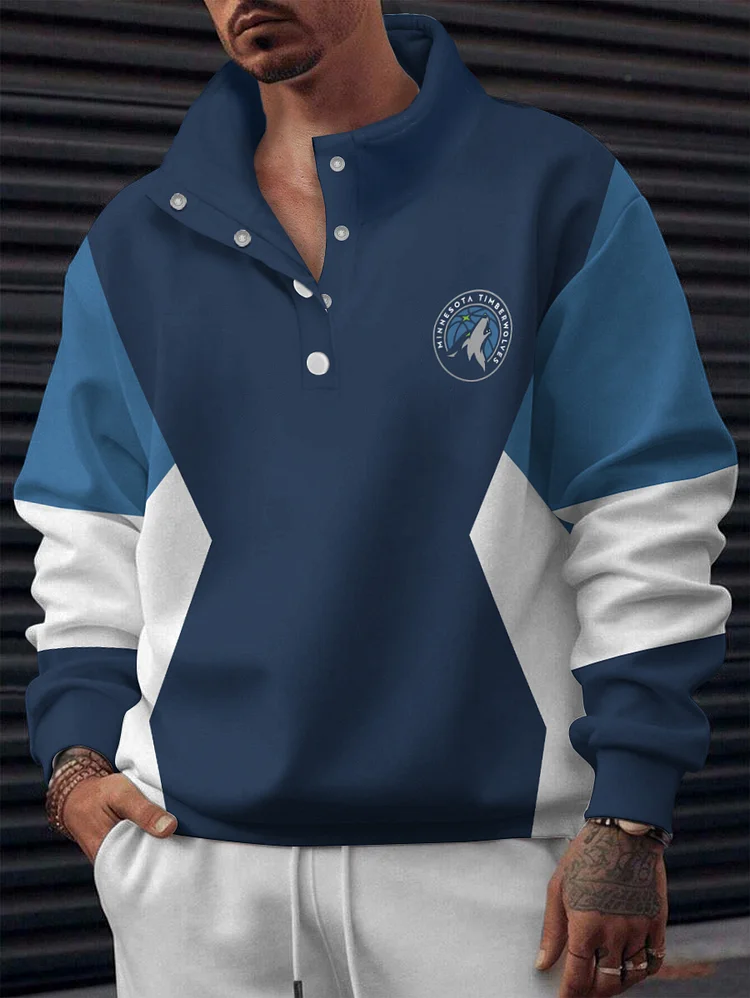 Minnesota Timberwolves 2025 New Design Casual Snap Mockneck Pullover