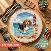 Beagle Seaside Puppy-11CT Stamped Cross Stitch Pillowcase 45*45cm