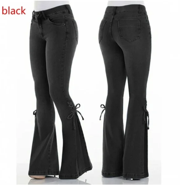 Women'S Fashion Stretch Skinny Jeans Vintage Flare Pants Plus Size Xs-4Xl