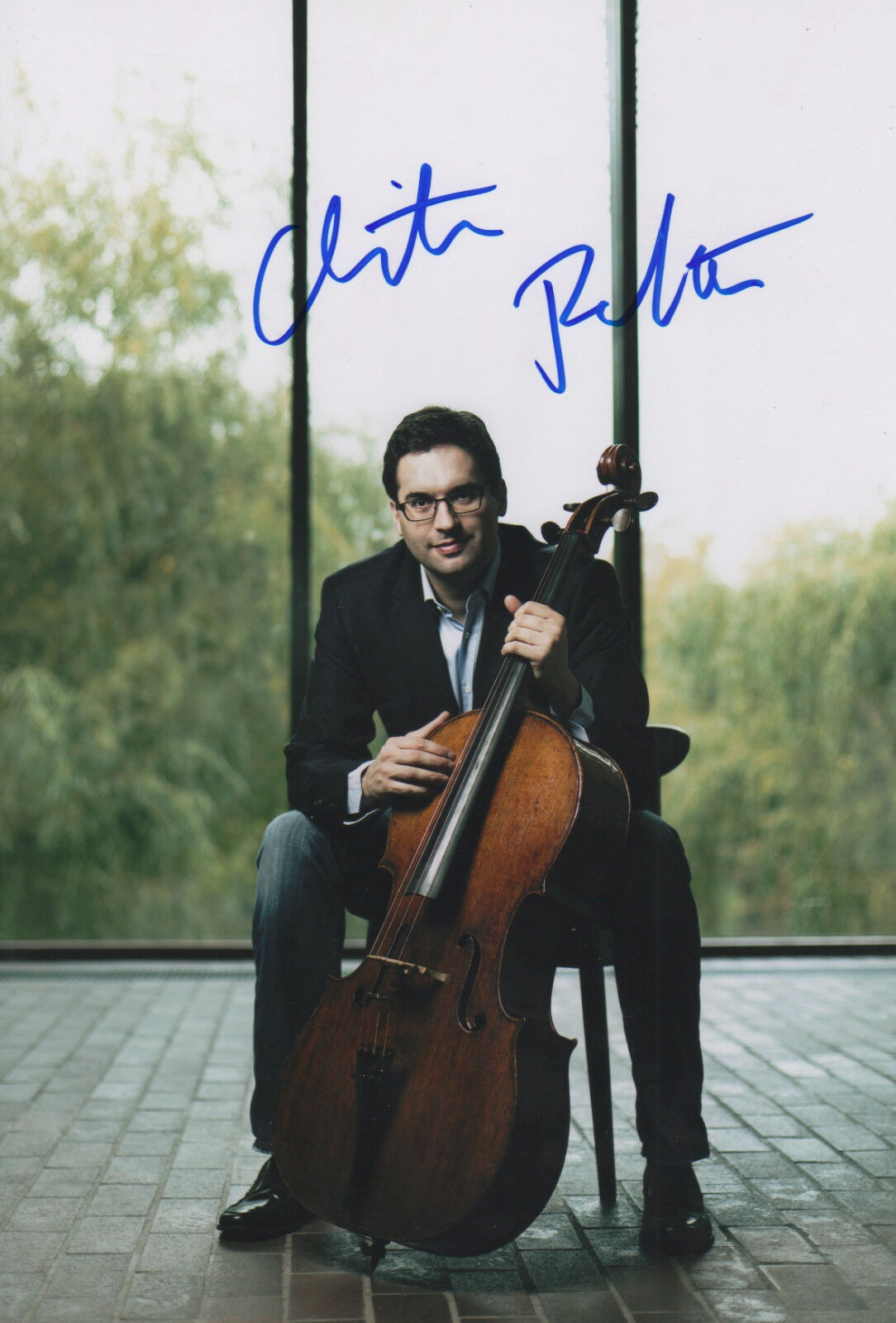 Christian Poltera Cellist signed 8x12 inch Photo Poster painting autograph