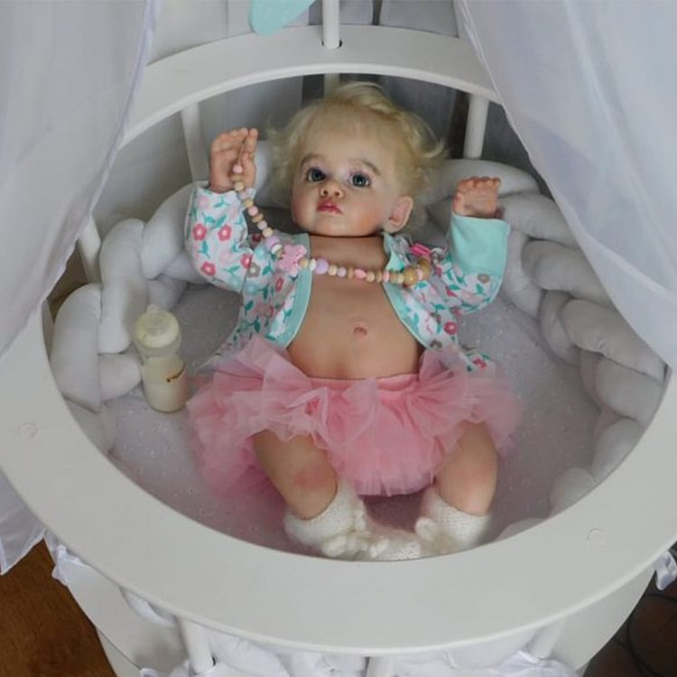 20" Quality Realistic Handmade Reborn Baby Cloth Body Awake Girl Dolls Judie With Long Curly Blonde Hair Minibabydolls® Minibabydolls®