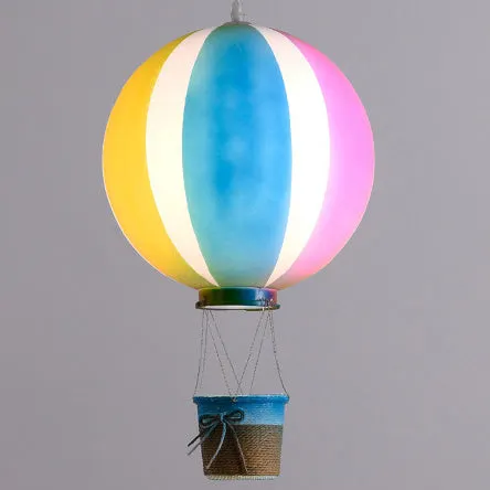 Contemporary Scandinavian Kids Metal Acrylic Hot Air Balloon Hanging Basket 1-Light Pendant Light For Bedroom