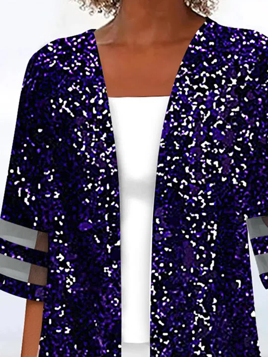 Women Half Sleeve V-neck Solid Color Dress