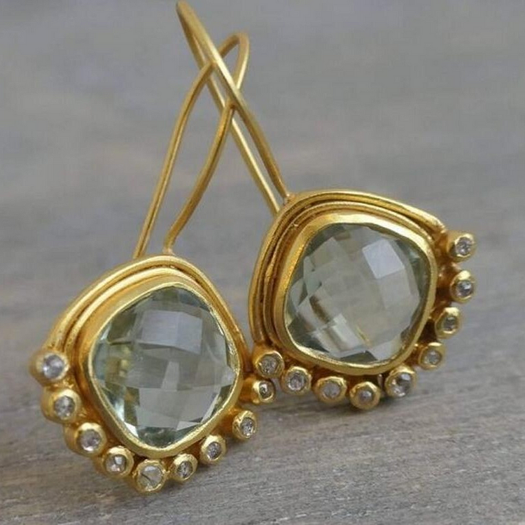 Squre Crystal Alloy  Earrings 
