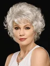 Silver Air Bangs Short Curly Wigs