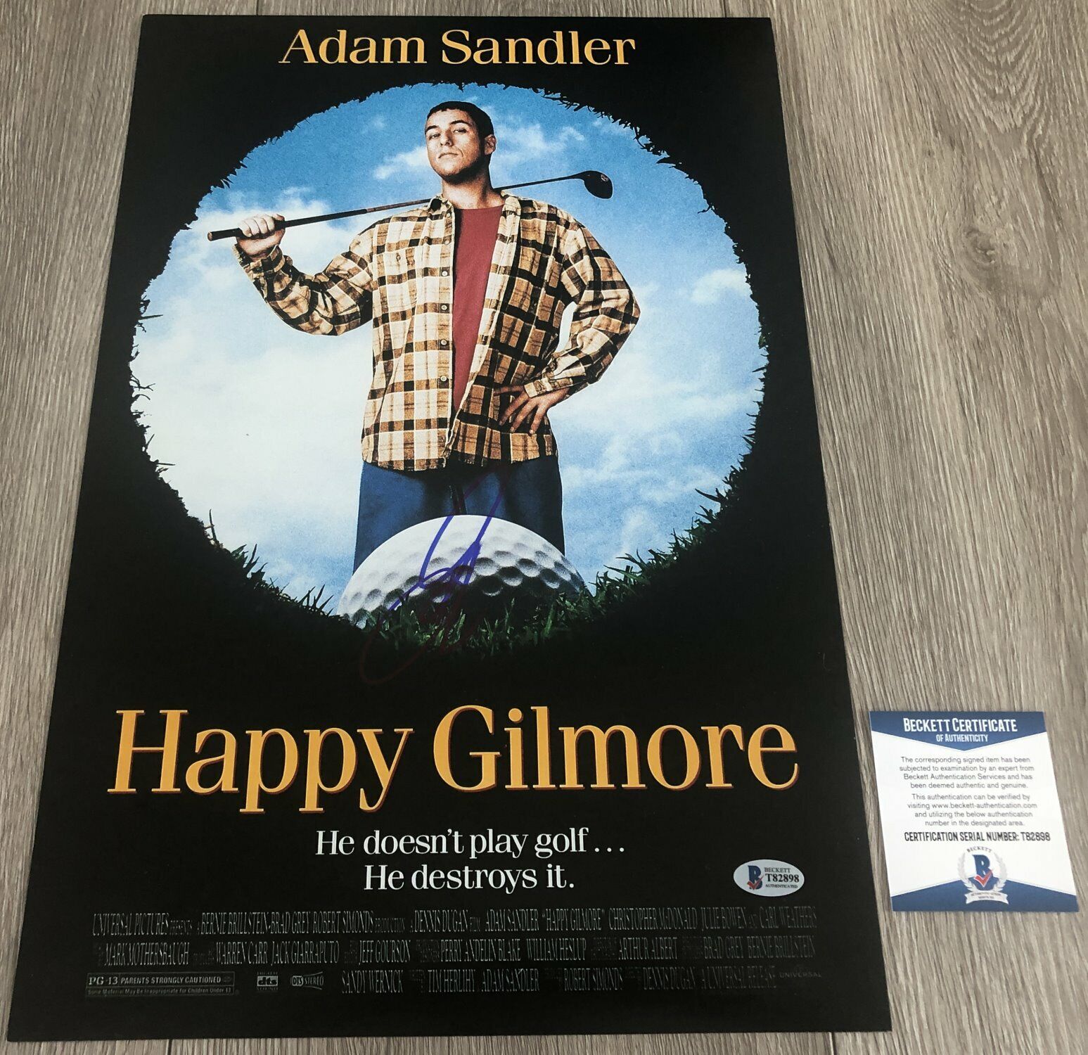 ADAM SANDLER SIGNED HAPPY GILMORE 12x18 Photo Poster painting w/EXACT PROOF & BAS BECKETT COA