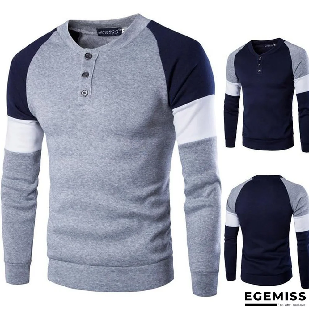 Men Long Sleeve Cotton Casual Solid Color Slim Fit Sweater Top | EGEMISS