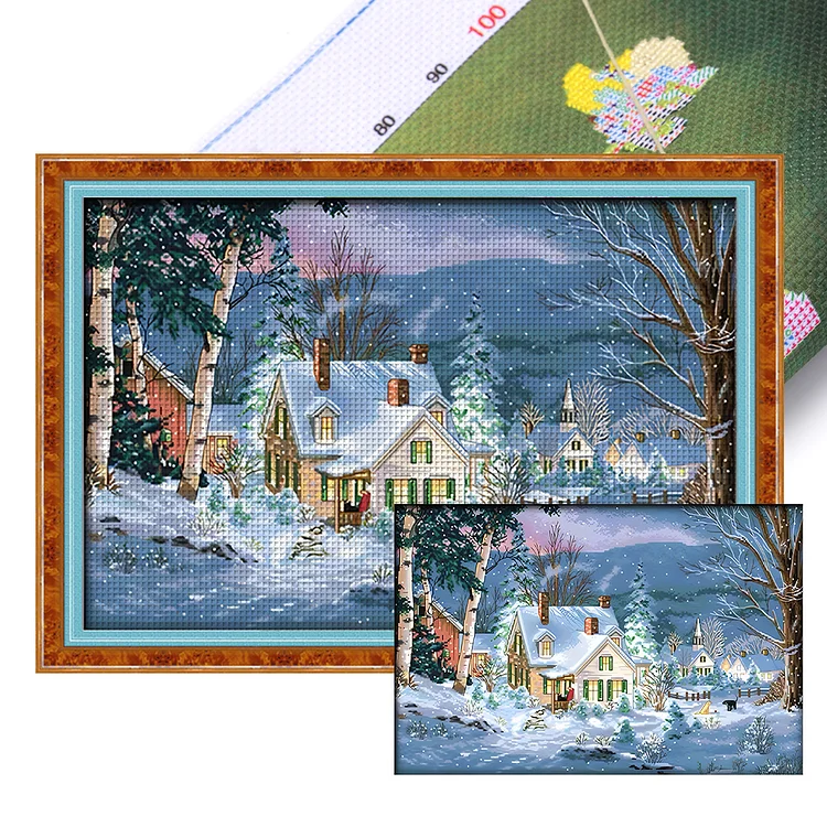 【Mona-lisa】Christmas Snow Scene 11CT (70*50CM) Stamped Cross Stitch gbfke