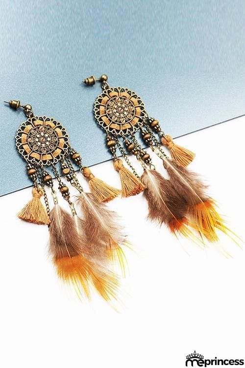 Beads Feather Tassels Earring