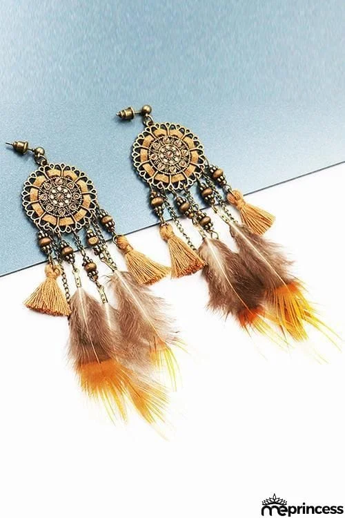 Beads Feather Tassels Earring