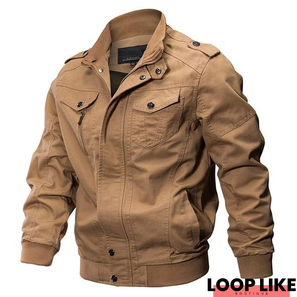 Mens Winter Cotton Coat Plus Size Stand Collar Casual Bomber Jacket Air Force Flight Jacket