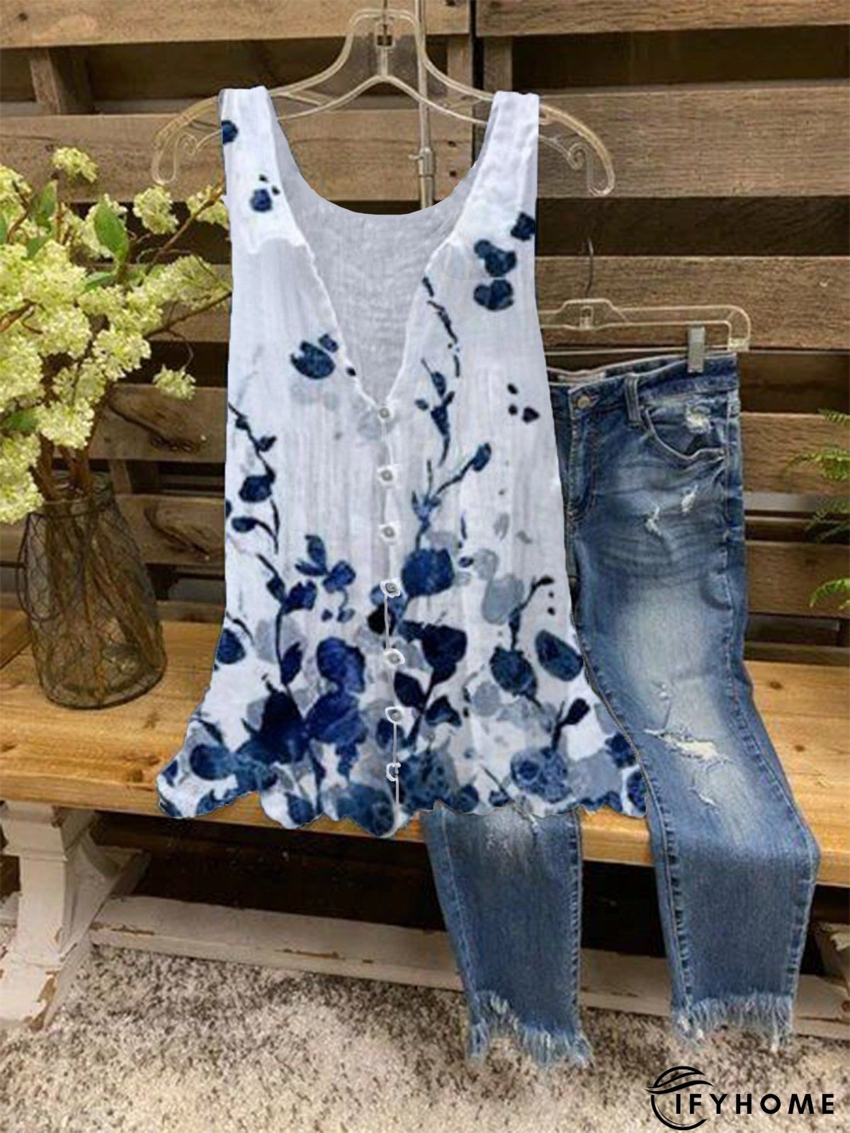 Floral Cotton Loose Vintage Tank & Cami | IFYHOME