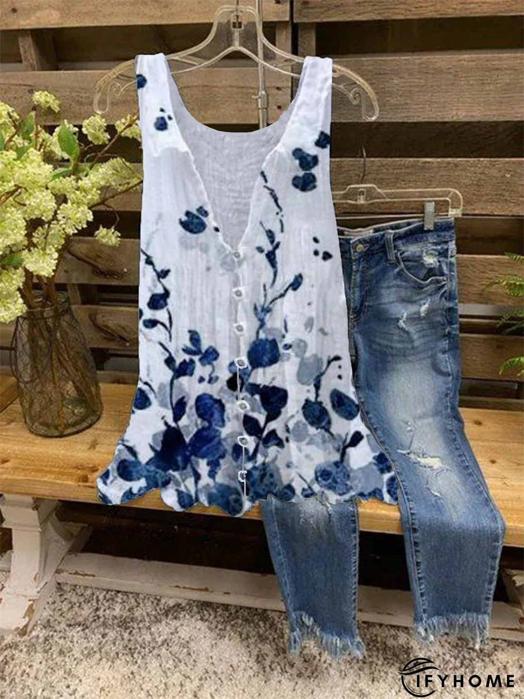 Floral Cotton Loose Vintage Tank & Cami | IFYHOME