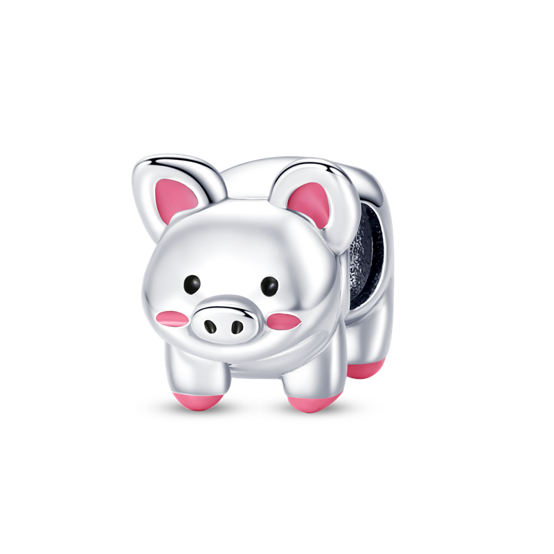 925 Sterling Silver Pet pig Pendant Charm for Women Original Silver Bracelet or Necklace KTC028