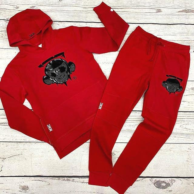 Monkey print red fashon hoodie set