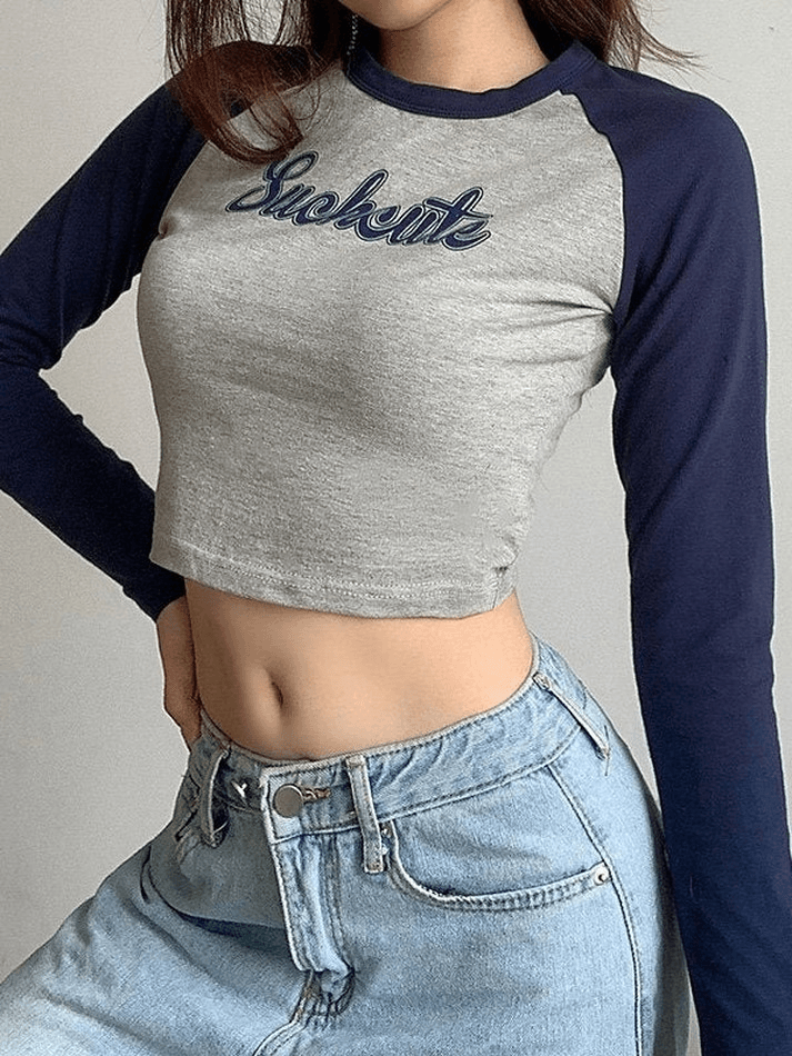 Raglan Sleeve Suchcute Crop Top