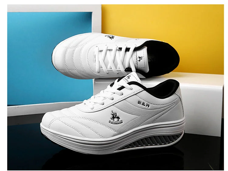 WGZNYN 2022 Platform Sport Shoes For Women Sneakers Pu Leather Breathable Comfortable Fashion Womens Walking Casual Shoes