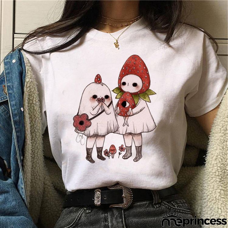 Women Fashion Floral Graphic Print Short Sleeve T-Shirt