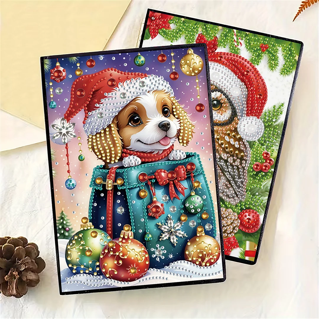 2pcs Xmas Animals Partial DIY 50 Pages A5 Diamond Painting Notebook for Study