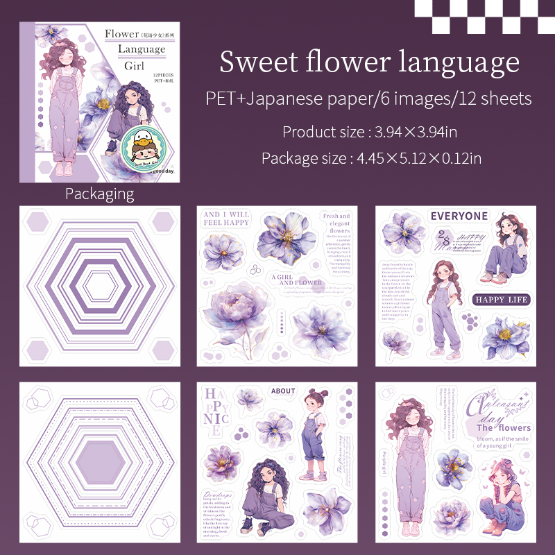 Sticker Book - Flower Language Girl Series Kawaii Character Floral