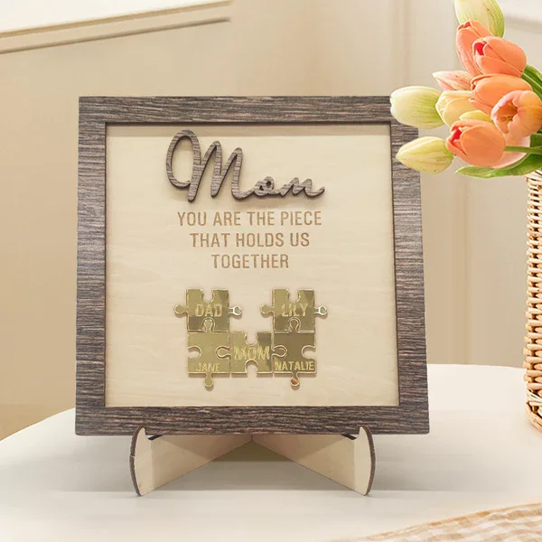 Mom Puzzle Sign Personalized 5 Names You Are the Piece That Holds Us Together Mother's Day Gift