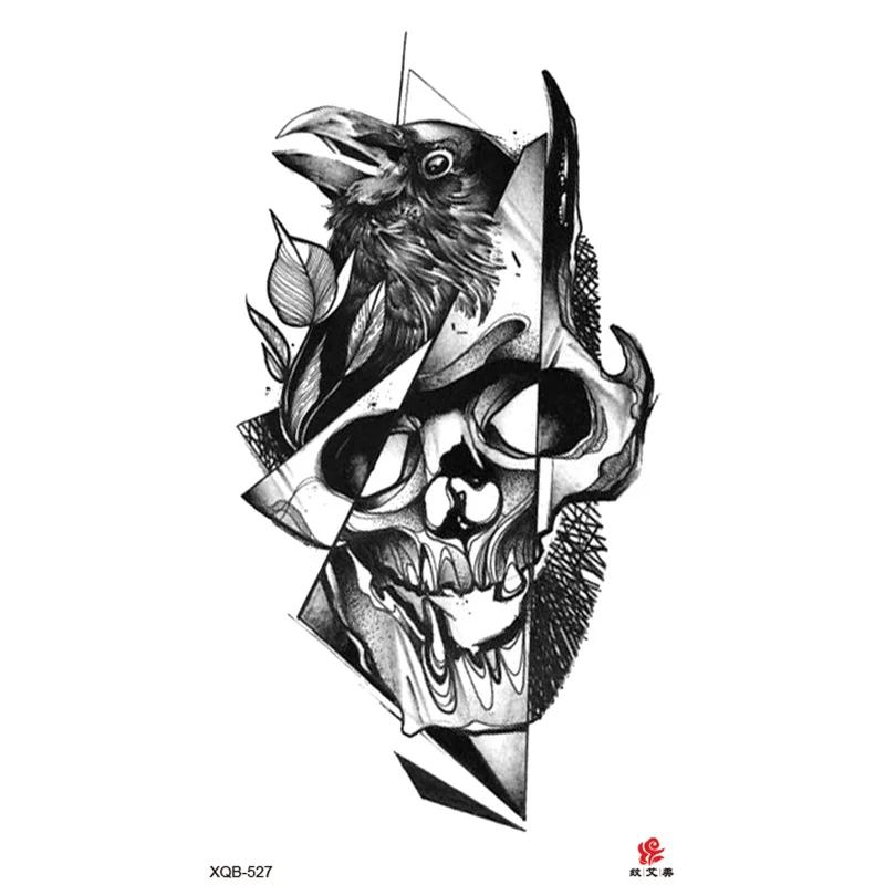 Sdrawing Full Arm Waterproof Tattoo Sticker Totem Animal Skeleton Small Arm Tattoo Sticker