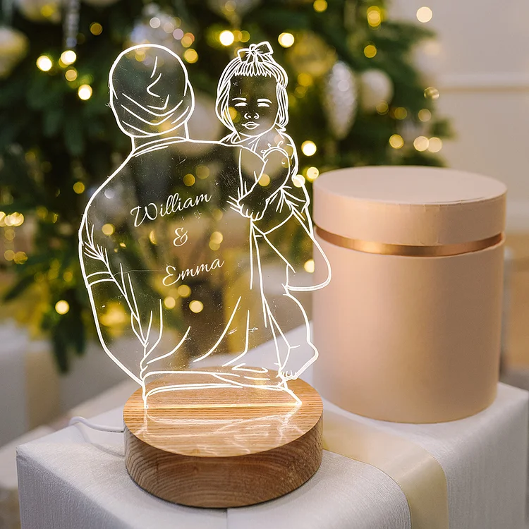 Lámpara 3D Ilusión Luz de noche papá e hija LED de color personalizada